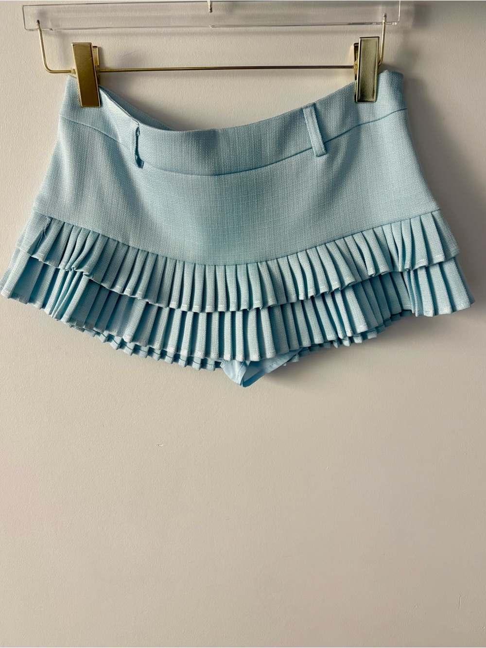 Lioness Double Ruffle Mini Skirt Skort in Light Blue - Y2K Tennis Skirt - Picture 4 of 6